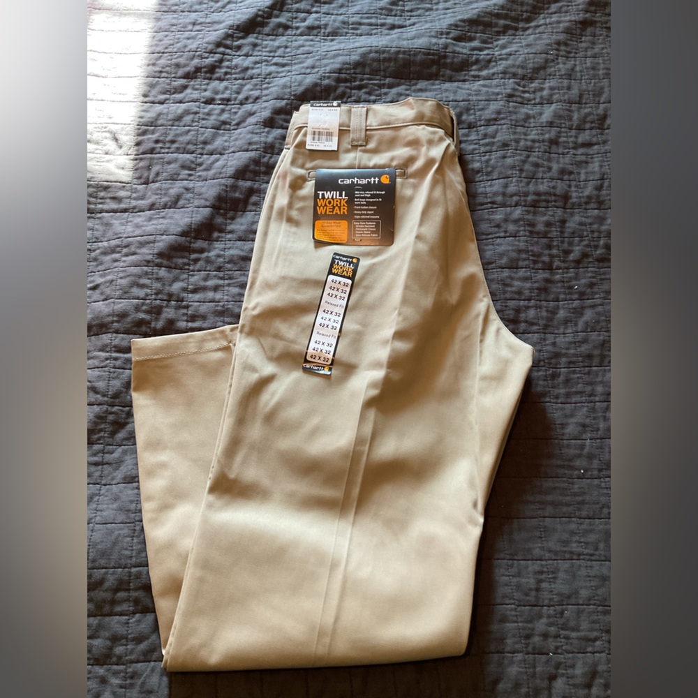 Carhartt Mens B290 KHI Twill Work Wear Relaxed Fit‎ Khaki Pants 42x32 NWT